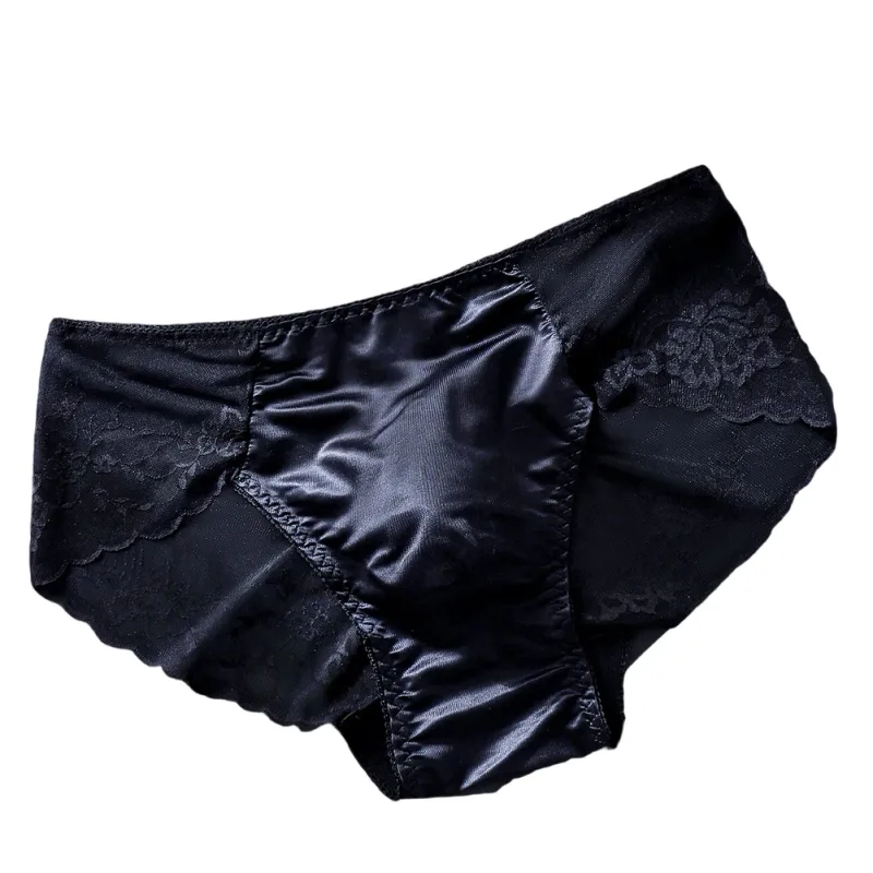 Cuecas masculinas de renda sem costura cuecas de seda gelada 3D bolsa com protuberância calcinha gay de cintura baixa — image 13