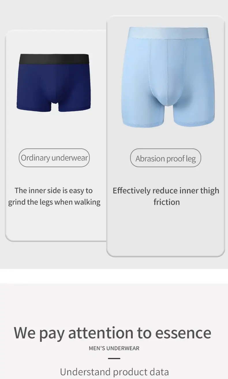Is Silk Sports Underkläder Herr Sommar Tunna Anti-Slit Ben Löpning Andas Stor storlek Förlängd Anti-Wear Gren Boxer Br — image 3