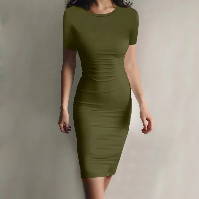 Summer Dress High Stretch Tank Robe Solid Short Sleeve Casual Slim Long Pencil Dress Women Sexy Maxi Dress Elegant Thin Vestido — image 11