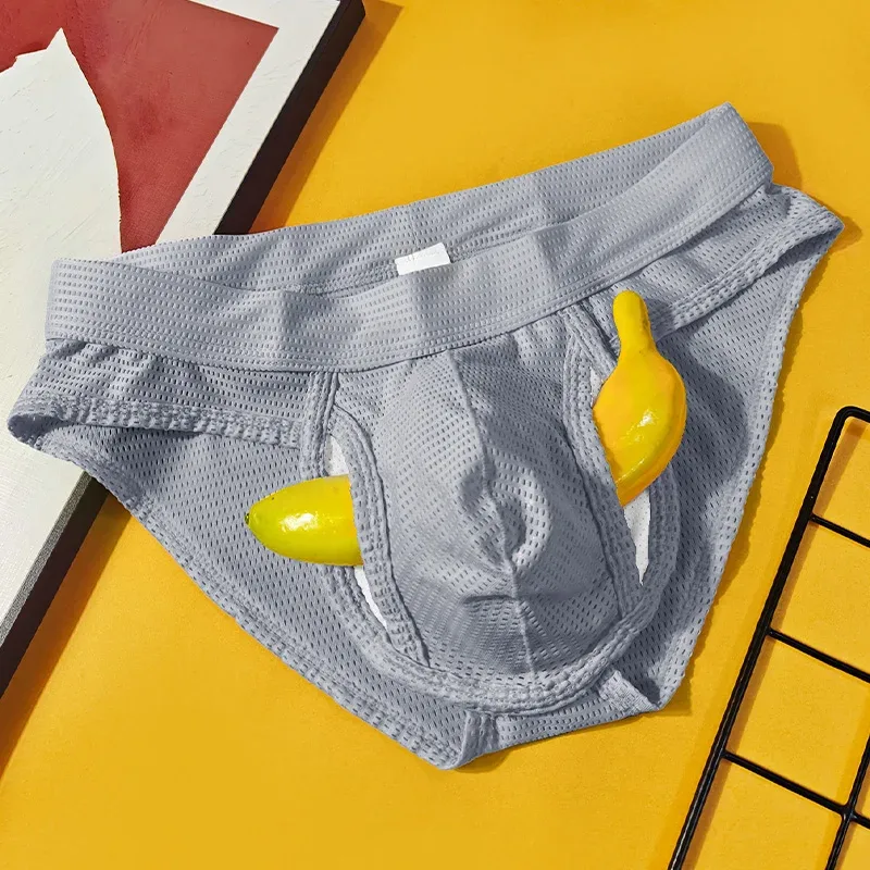 1PC Mesh Breathable Men's Underwear with Fly Pouch Front Open Bulge Separated Pouch Youth Korean Version Youth Briefs — image 25