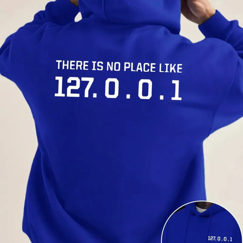 Programmer Geek 127.0.0.1 Hoodies gráficos de texto para homens com estampa dupla face macia de lã solta com capuz — image 3