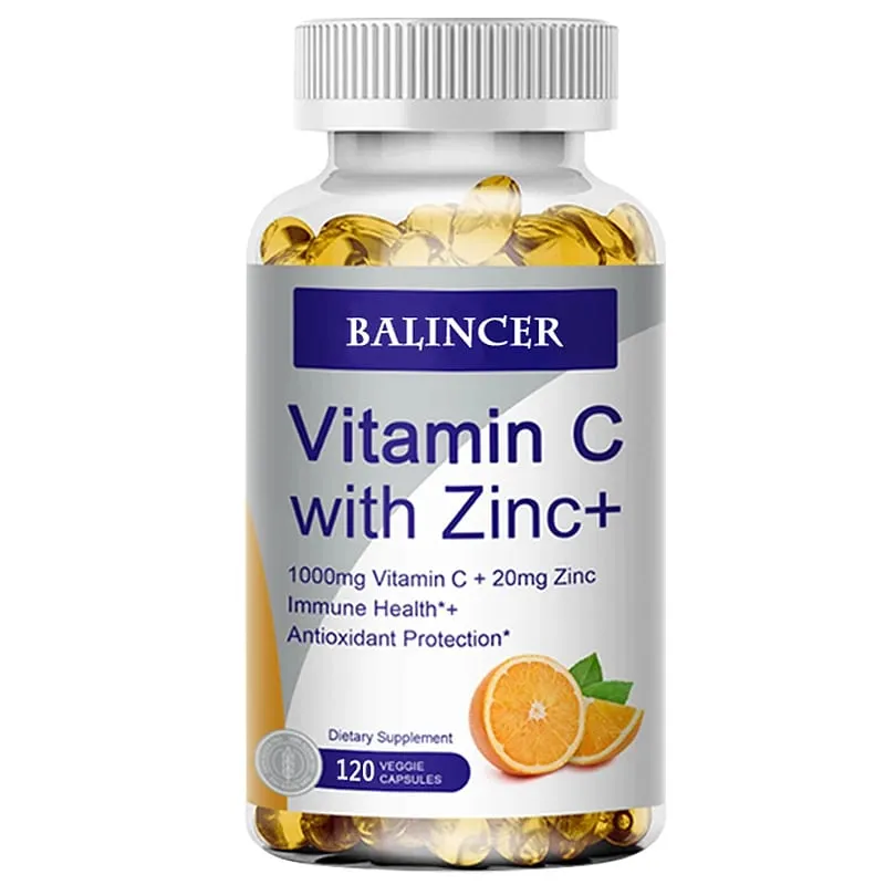 Vitamin C with Zinc Bioavailable Ascorbic Acid Zinc Oxide Non-GMO and Gluten-Free Supplement