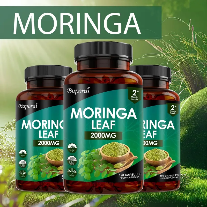 Moringa Leaf Capsules - Supports Digestive and Intestinal Health Antioxidants Nourishes Skin Improves Energy Levels