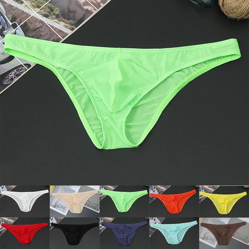 Mens Sexy Low-Waist Briefs Shorts See Through Pouch Underwear Ice Silk Underpant Bikinis Ultra Thin Panties Solid Comf Lingerie — image 7