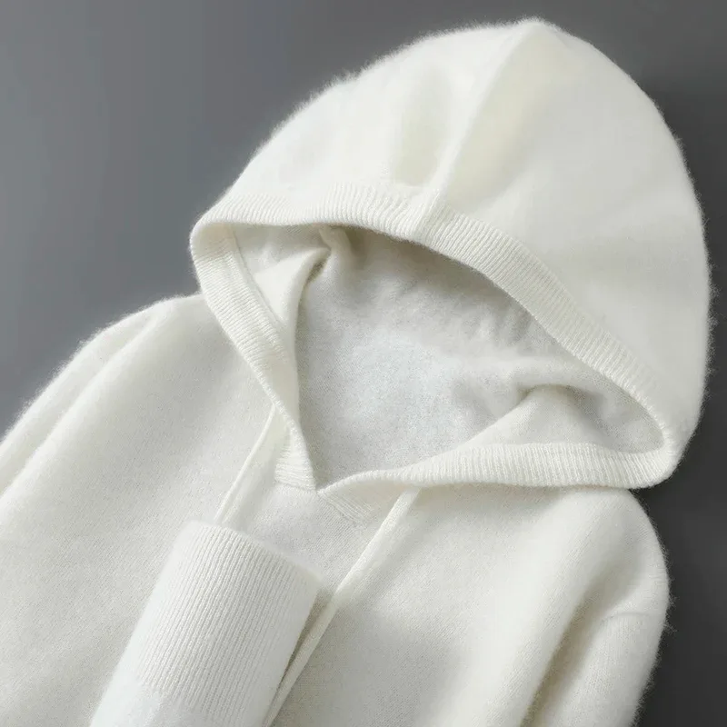 DjzDsm Höst Vinter Herrtröja 100 % Merinoull Tjock Huvtröja Mjuk stickat Casual Komfort Ull Kläder Toppar — image 18