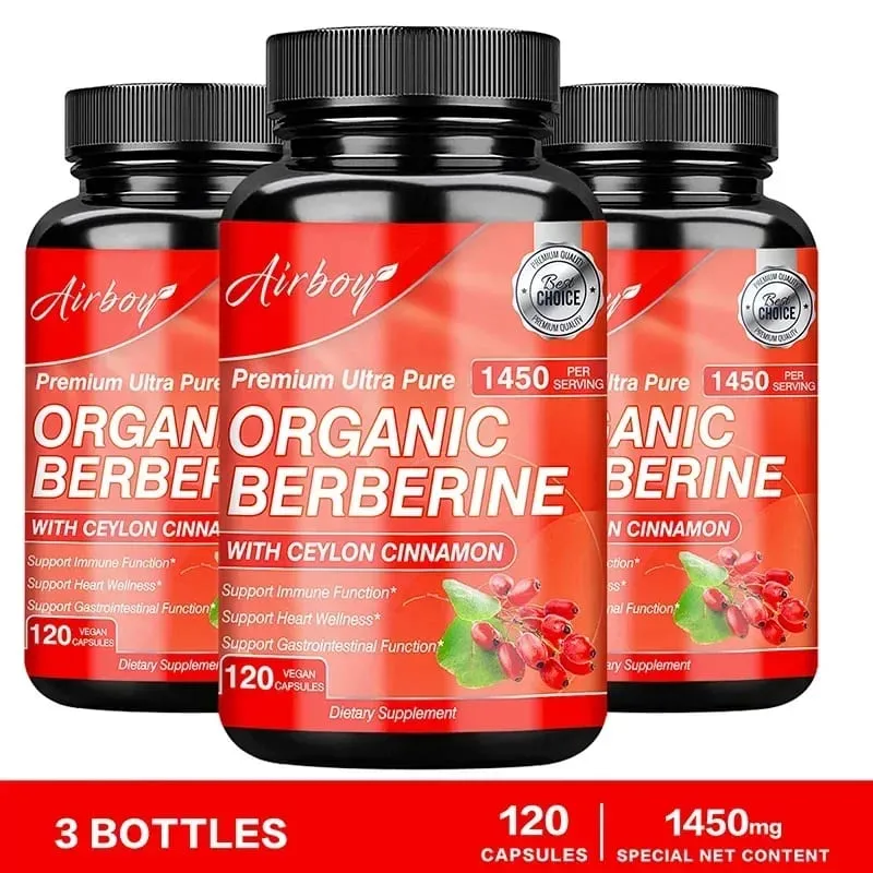Berberine Capsules - with Ceylon Cinnamon - Blood Sugar Balance Cardiovascular Health Aid Digestion Promote MetabolismSupplem