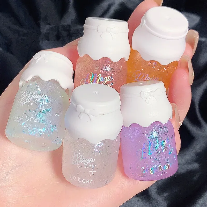 Gege Bear Butterfly Knot Lip Gloss Ενυδατικό Ενυδατικό Καθρέφτη Λάμψη Αφρώδη αντικολλητικό Κύπελλο Κραγιόν ομορφιάς Μακιγιάζ