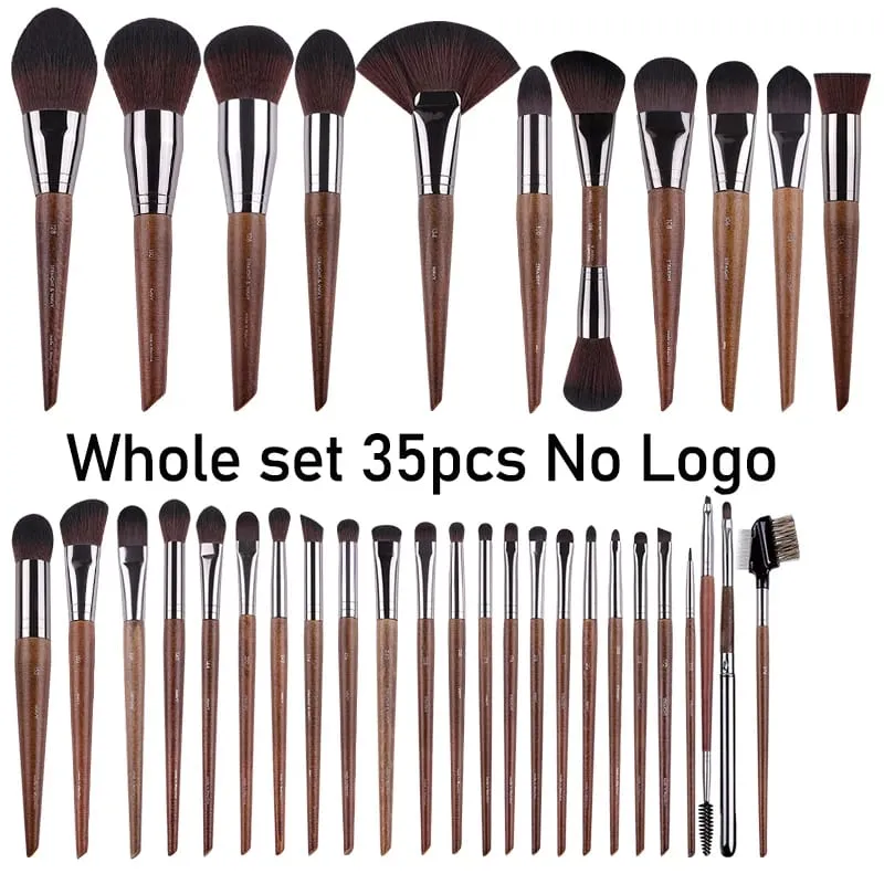 Ensemble complet de pinceaux de maquillage pour les yeux en bois naturel, kit de maquillage Pro pour fard à paupières, surligneur, sourcils, lèvres, cils, pratique — image 8