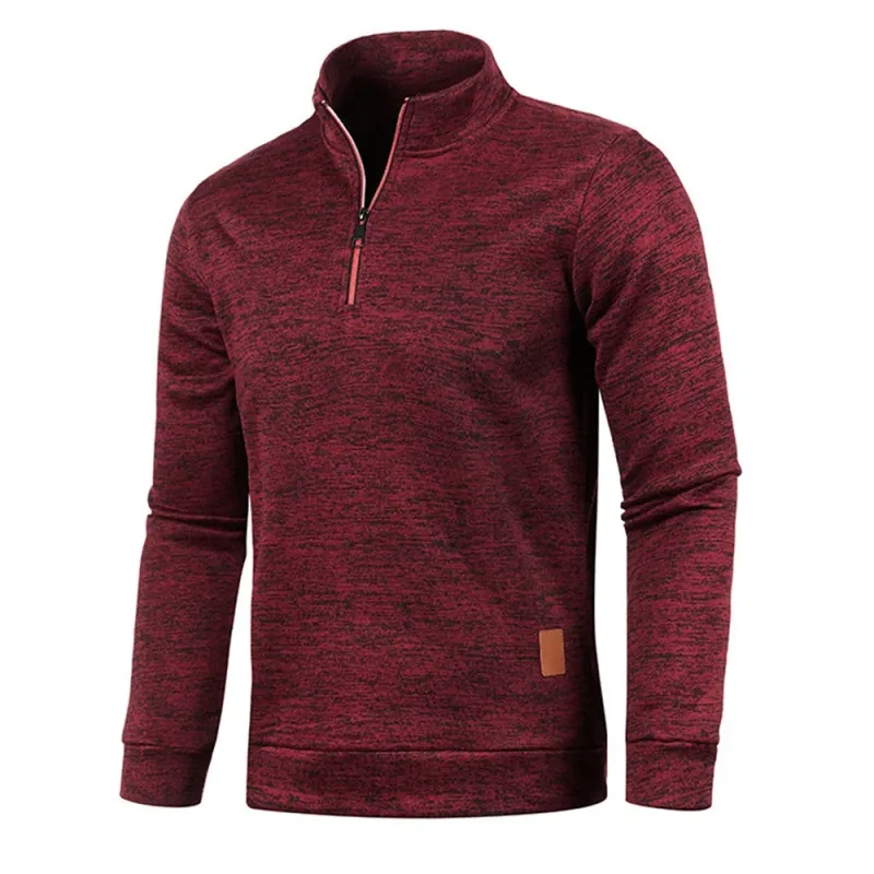 Moletons masculinos meio zíper pulôver masculino manga longa flleece suéter standcollar flocos de neve hoodies roupas masculinas