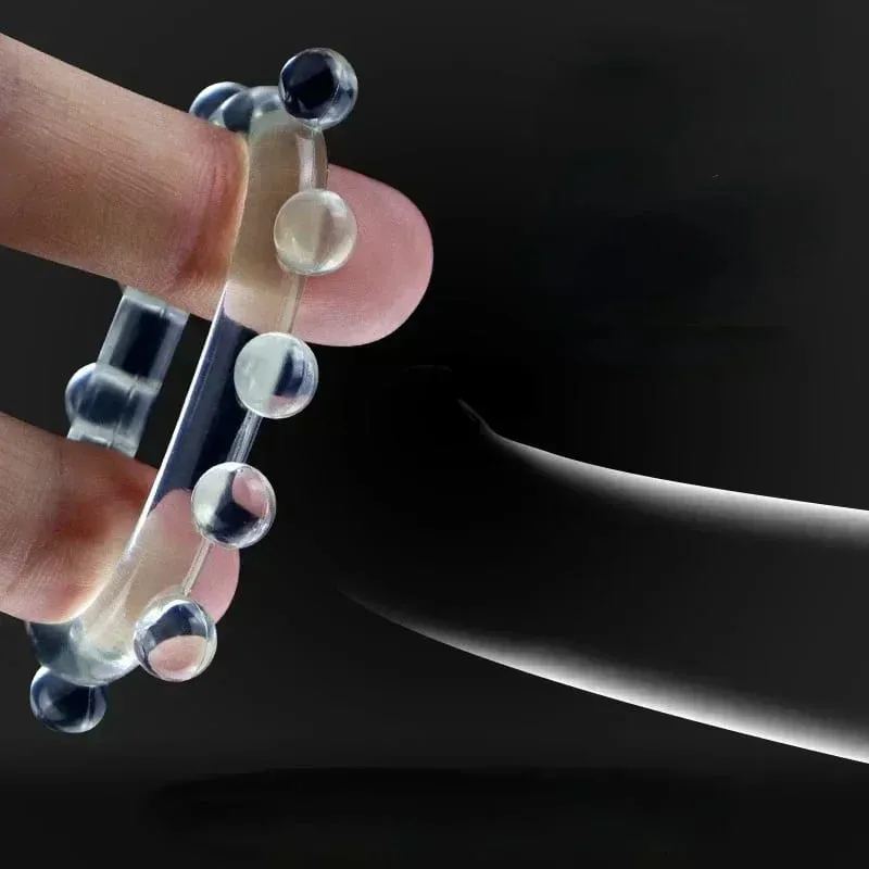 3db Stretchy Stay Hard Gyöngyös kakasgyűrű Késleltetett magömlés edző Scrotal Binding Ball Hordágy Szilikon Cockring Férfi Szexjátékok