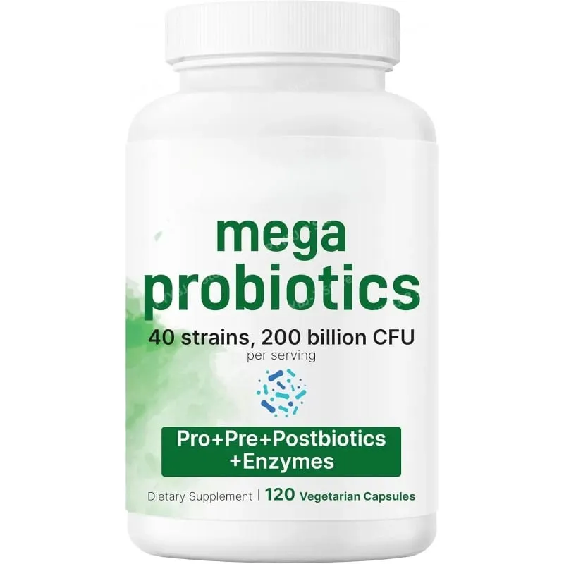 Probiotics Capsules 200 Billion CFU with Prebiotics Dietary Supplement for Men and Women 40 Mega Probiotics Strains 120 Count