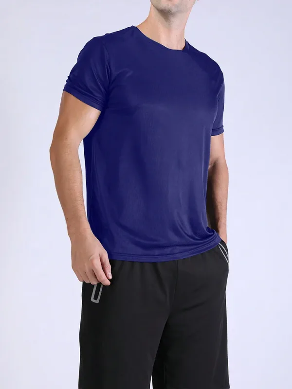 5 DB Férfi egyszínű ultrakönnyű, gyorsan száradó sportpóló, légáteresztő, könnyű felső fitnesz edzéshez, edzéshez futó edzőterem — image 7