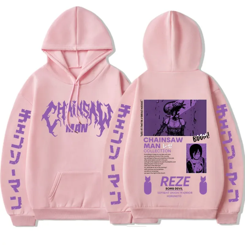 Anime Chainsaw Man Reze Harajuku Manga Graphic Hoodies Vintage Oversized Hooded Long Sleeves Cotton Hoodie Men Women Clothes — image 13