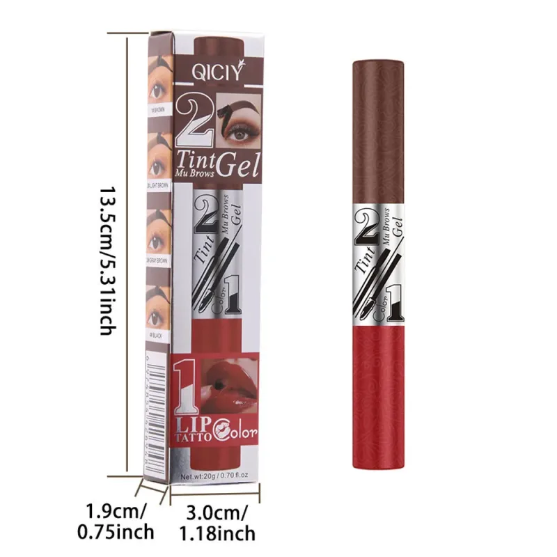 2in1 κραγιόν κραγιόν φρυδιών διπλής κεφαλής Tearable Lip Gloss Sexy Smooth Contour αδιάβροχο μακράς διαρκείας Lipgloss μακιγιάζ — image 6