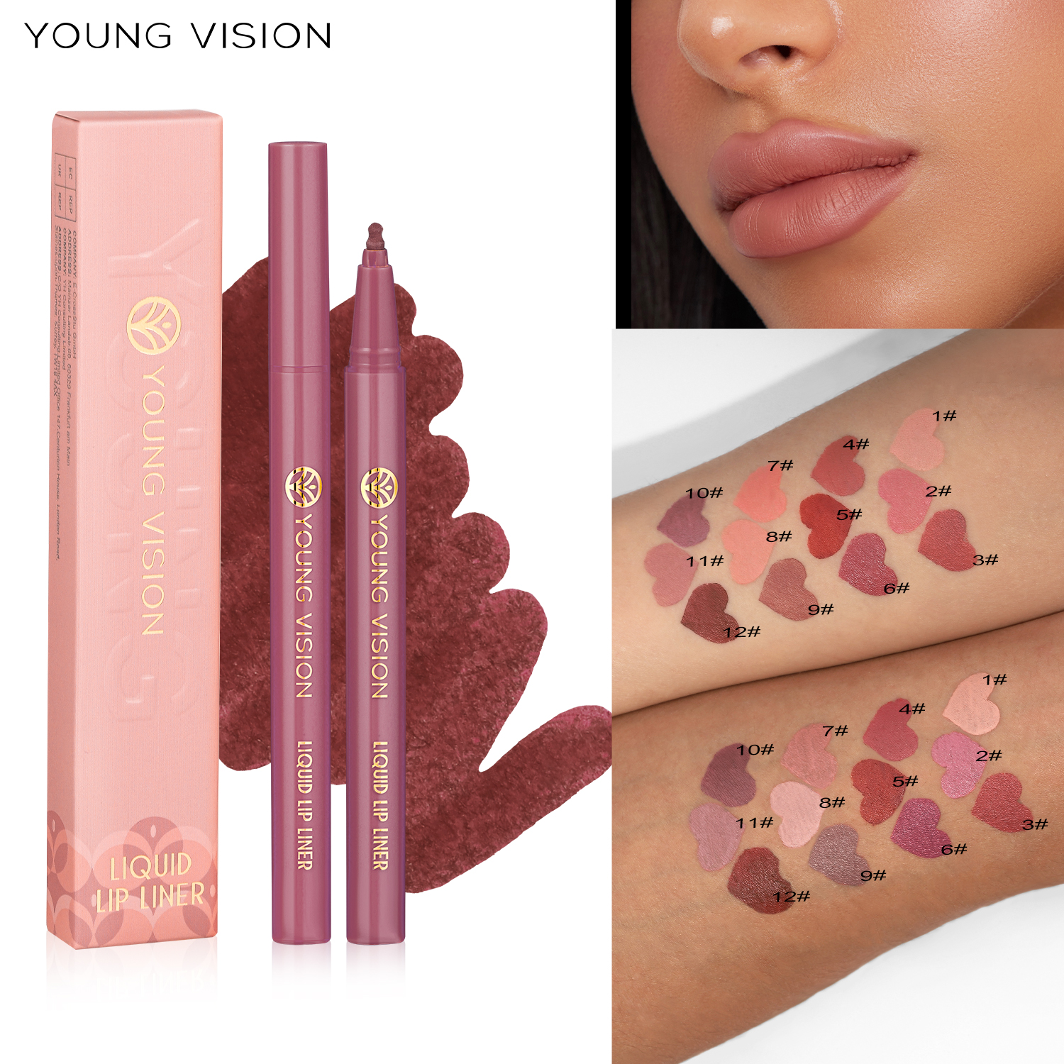 12 color matte liquid lipliner sponge gourd head fog surface bare color waterproof lip glaze red pen — image 5