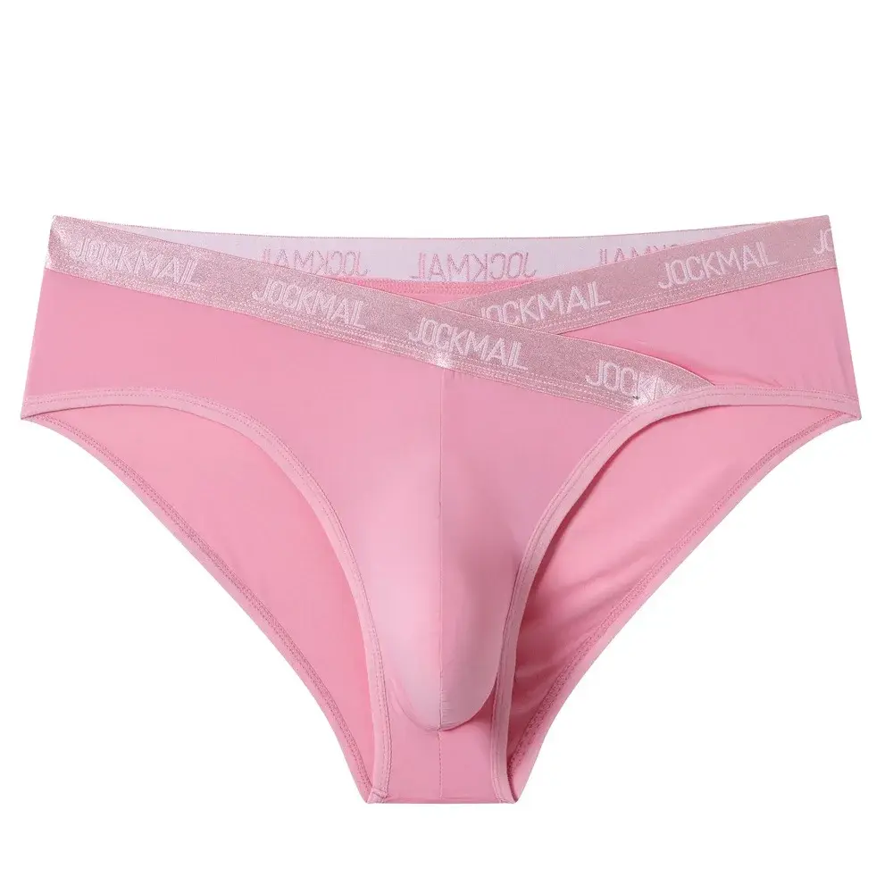 Jockmail Mens Underwear Low Waist Sexy Letter Sports Breathable Summer Ice Silk Briefs Malaking Bag Nylon Solid na Kulay na Panti ng Lalaki — image 41