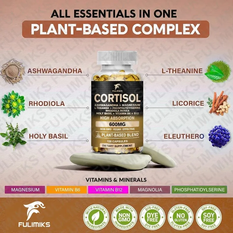 Kortizol-kiegészítő Szent bazsalikom | Ashwagandha | Rhodiola | L-Theanine növényi alapú hormonegyensúly – hangulatfókusz és alvástámogatás — image 5