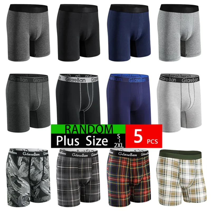 5pc conjunto mid-long aleatório algodão boxer shorts roupa interior masculina cuecas para homem boxershorts desliza calcinha macia cuecas de marca