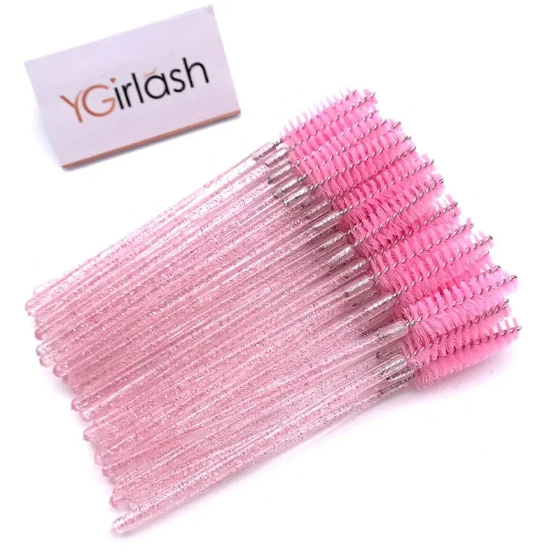 YGirlash 50 יחידות Lash Swans מוליך ריסים קריסטל ידית יהלום חד פעמית שרביטי מסקרה ניילון מברשת כלים קוסמטיים — image 10