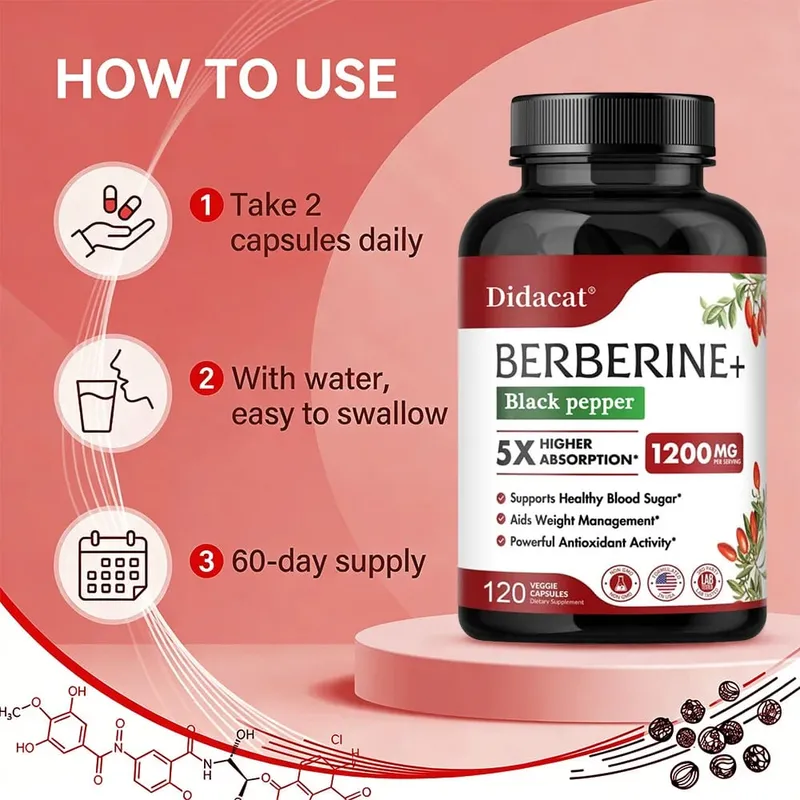 1200 MG Premium Berberine Supplement Capsules Supports Immune System CardiovascularHeart & Gastrointestinal Wellness — image 6