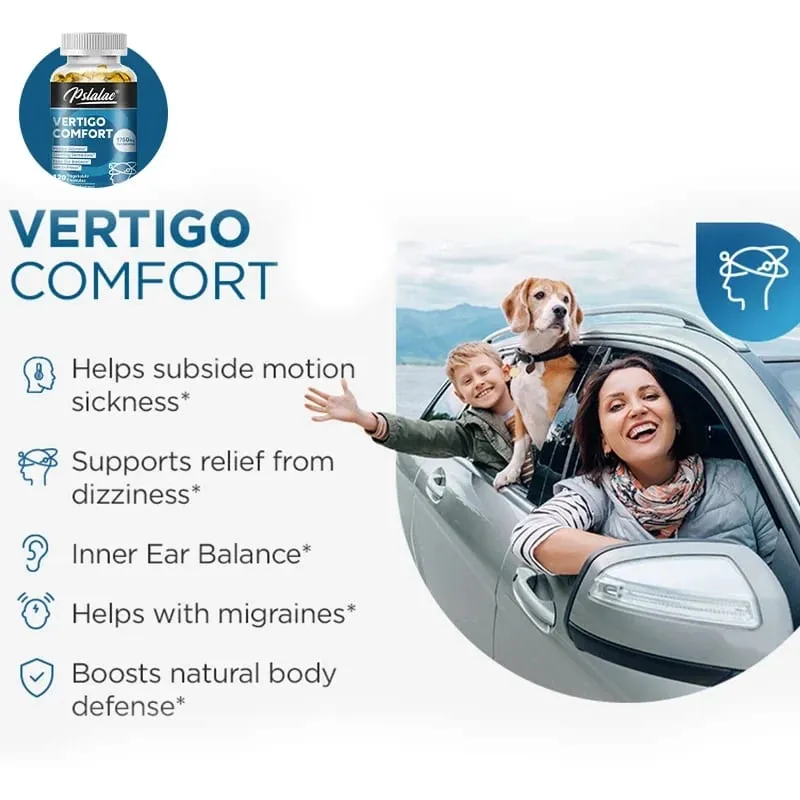 Vertigo Comfort Capsules - Inner Ear Balance Supplement - Relieves Dizziness Nausea Spinning and Shaking Feelings