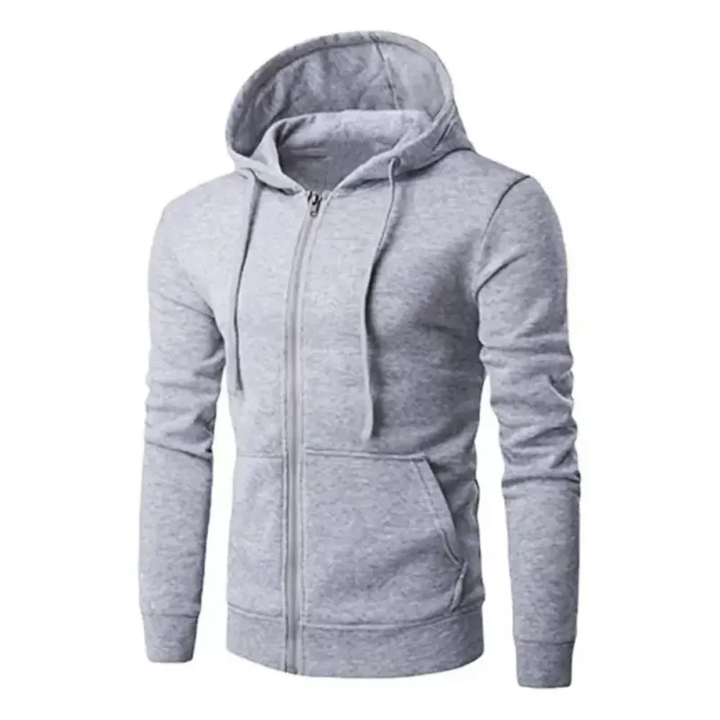 Mode fleece för män avslappnad luvtröja med dragkedja Lämplig för vår och höst — image 3