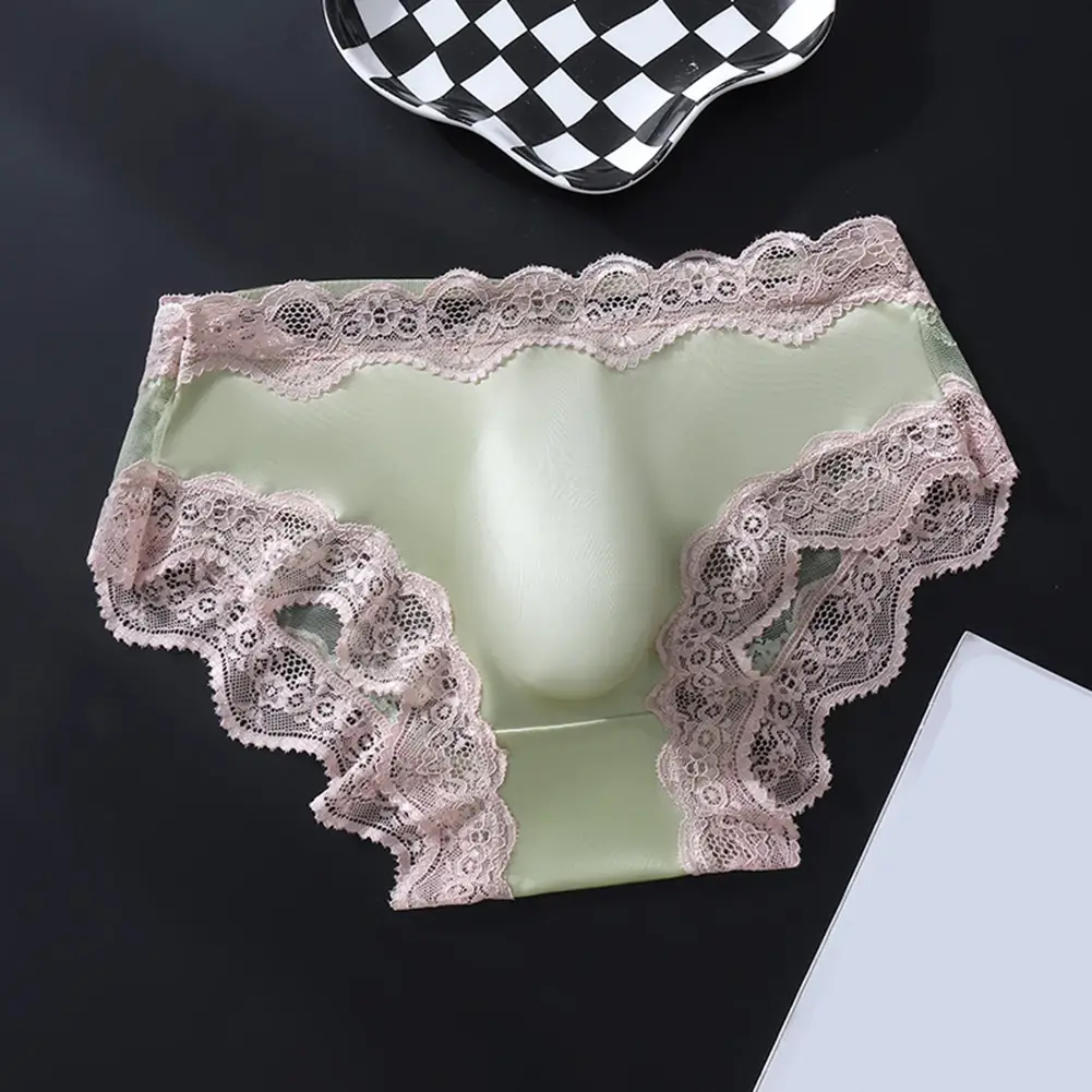 男士性感超火內衣蕾絲冰絲內褲性感配件熱內衣娘娘腔 3D 凸袋比基尼高彈內褲