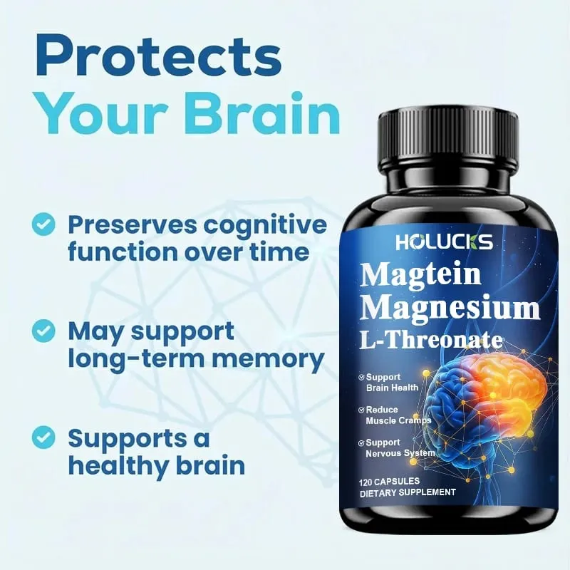 Magnesium L-Threonate Capsules Enhance Focus Sleep Quality Memory & Relaxation Strongly Support Nerve & Bone Health Care