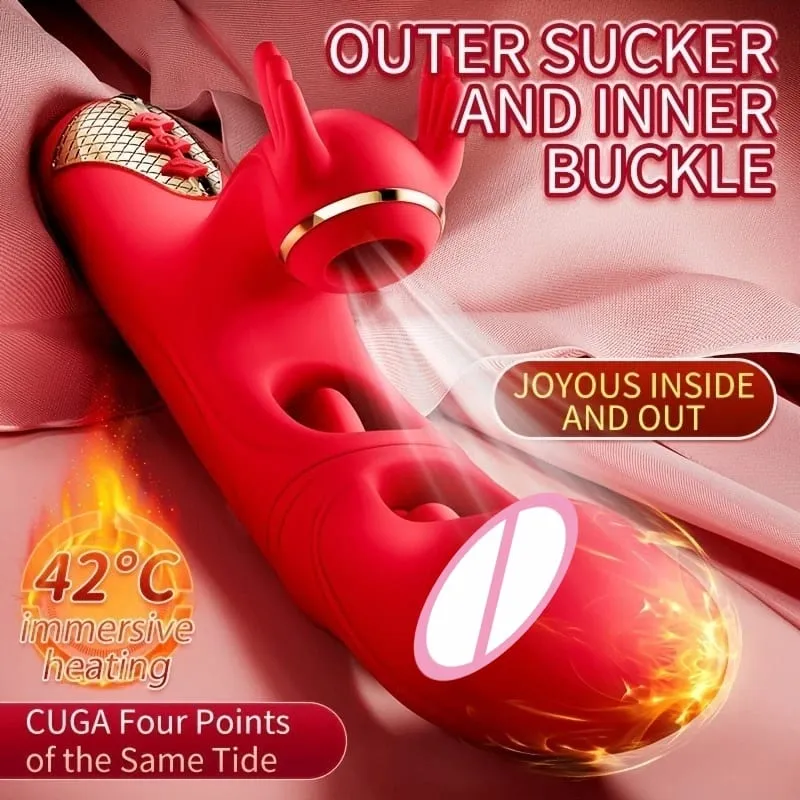 4in1 Thrusting Dildo Vibrator for Women Heating G Spot Clitoris Stimulator Sucking Vaginal Massager Sex Toys Female Masturbator — image 3