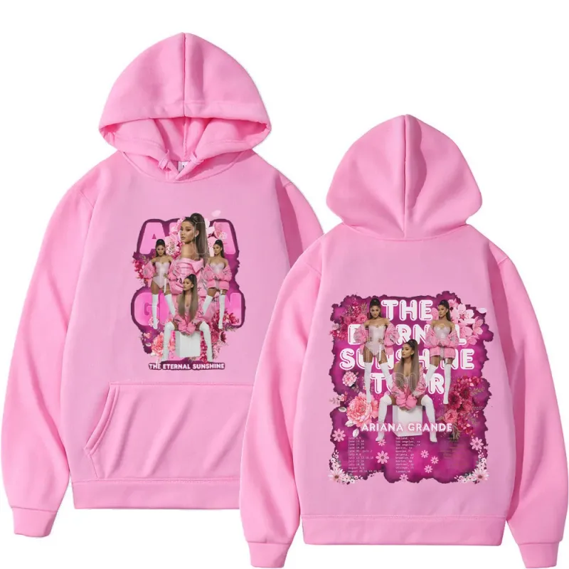 Cantora ariana grande tour 2026 gráfico moletom com capuz masculino feminino moda pulôver mangas compridas solto casual moletom de lã de grandes dimensões