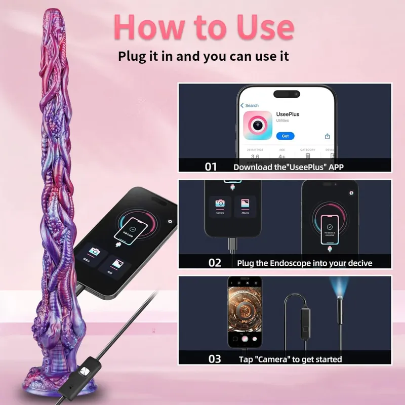 1080P Endoscope Camera Silicone Anal Plug Real-Time Viewing Dildo with 8 LED Lights IP67 Waterproof SexToy for Adult Exploration — image 3