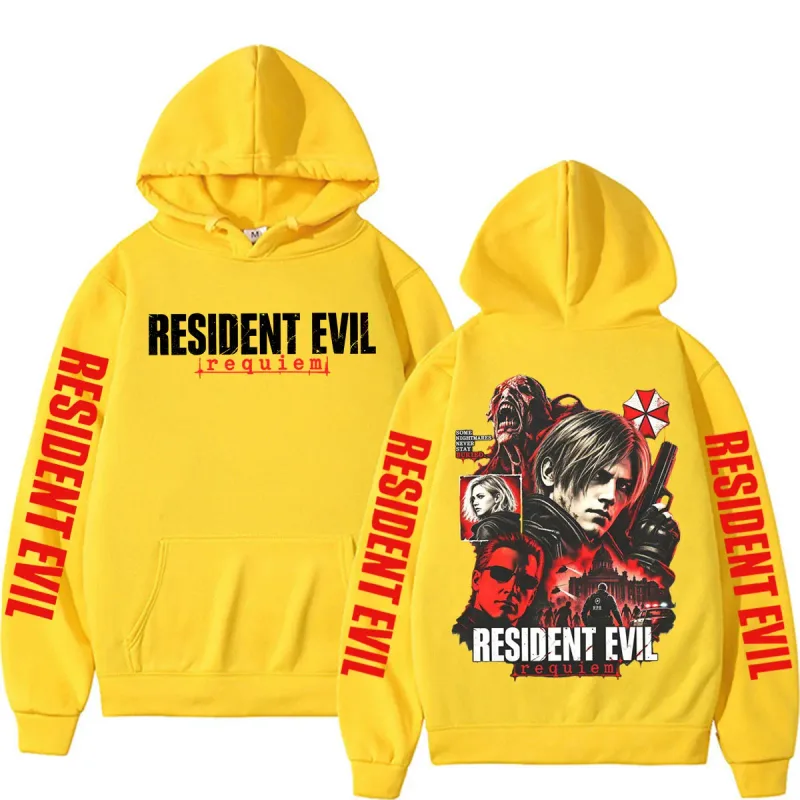 Leon Kennedy Resident Evil Requiem Merch Sweatshirt Mga Lalaki Babae Kaswal na Mataas na Kalidad ng Fleece Hoodie Harajuku Classic Gothic Hoodies — image 12