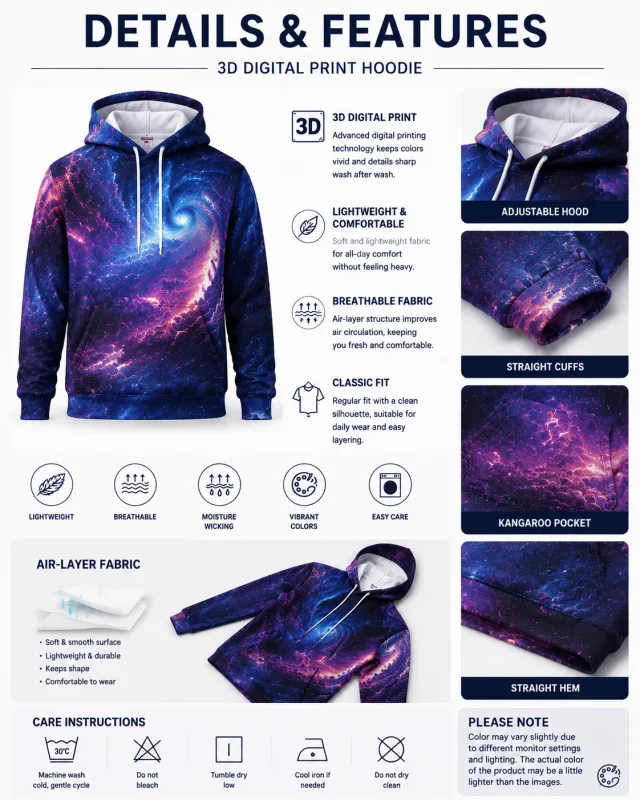 Skull 3D Printed Hoodie för herr, Halloween Horror Graphic Hooded Sweatshirt, Gothic Casual Streetwear Pullover Toppar Herrkläder — image 2