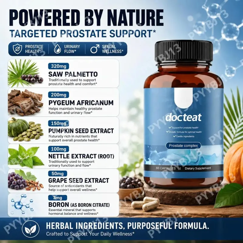A Docteat Prostate Complex kapszulák támogatják a prosztata egészségét és a vizelet áramlását gyógynövényes Saw Palmetto és Pygeum 60 kapszulákkal — image 5