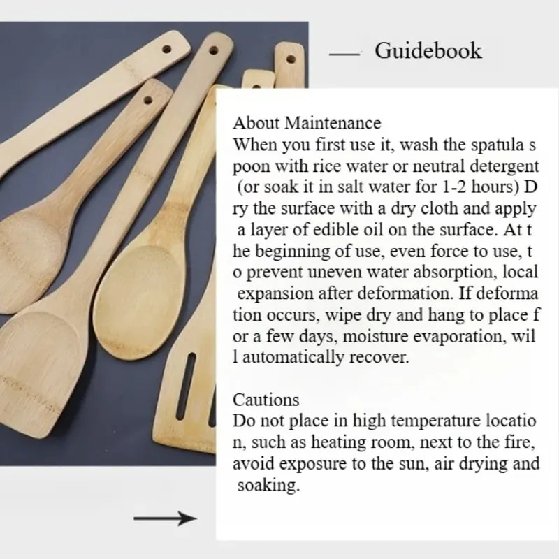 3pcs/set Bamboo Non Stick Frying Pan Spatula Rice Spoon Spatula High Temperature Resistant Cooking Tool Home Supplies