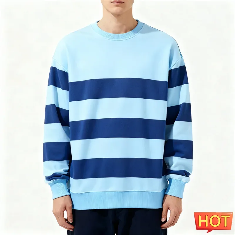 Enkla randiga grafiska tröjor för män Mode trendiga långärmade 3D-tryckta fula sweatshirts Casual överdimensionerade tröjor Toppar — image 10