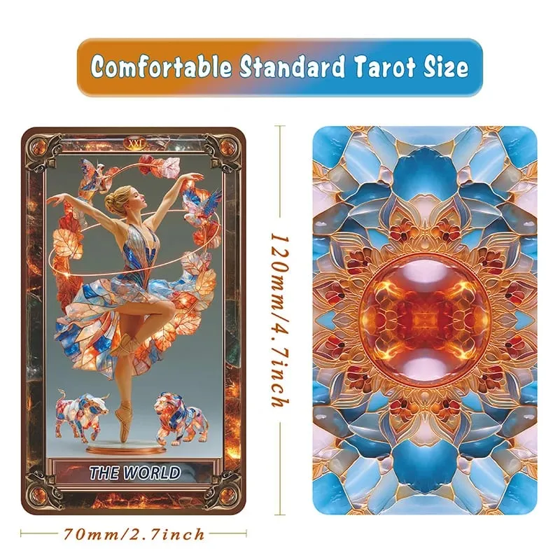 Amber Glass Tarot Cards Deck 78 Card Unique Tarot Deck με οδηγό για αρχάριους και έμπειρους αναγνώστες Daily Insight Divi — image 5