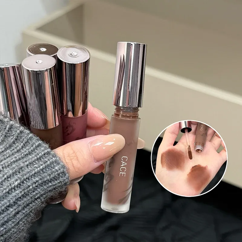 Punk Dark Brown Lip Mud Nude Matte Orange Brown Lip Gloss Raspberry Red Liquid Lipstick Waterproof Non Stick Cup Lip Tint Makeup