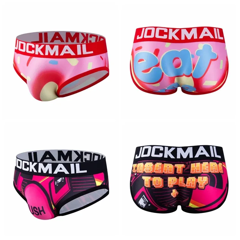 Mapaglarong masaya Sexy Men Underwear Print Underpants Ice silk Briefs Cueca Gay Male Panties Slip 21 Pattern design Shorts — image 1