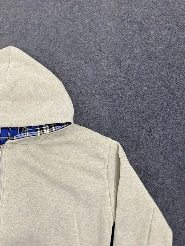 Winter Casual Plaid Print Hoodie Women's Warm Zip-Up Double-Sided Wear Sweatshirt Female Fashion Trendy Loose Hooded — image 12