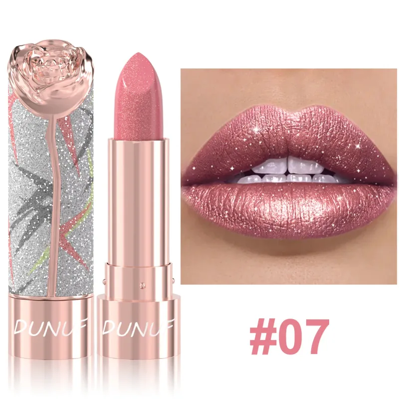7 Kulay Gold Sparkle Metallic Lipstick Pearl Shimmer Glitter Lip Makeup High Pigment Velvet Matte Long Lasting Lipstick