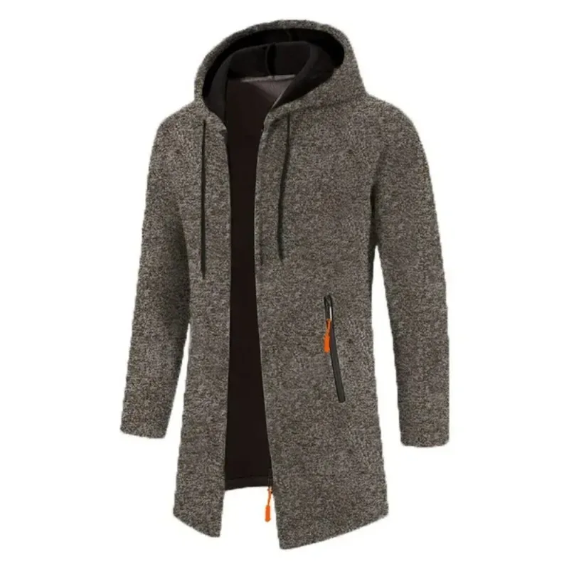 Bagong Mens Long Sleeve Hooded Sweater para sa Mga Lalaki Zipper Sweatshirt Oversize Streetwear Warm Solid Color Autumn Jacket Hoodie Men — image 10