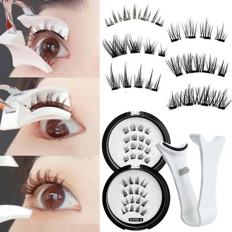 Glue-free Magnetic Eyelashes 3D Natural Effect Magnetic Eyelashes Reusable Eye Makeup False Lashes Beauty Eyelashes Supplies — image 2