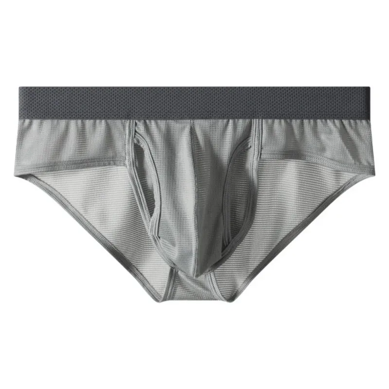 Thin Underpants Summer Thin Briefs Men Side Opening Breathable Men Ice Silk Panties Splicing Lingerie Seamless Underwear Men