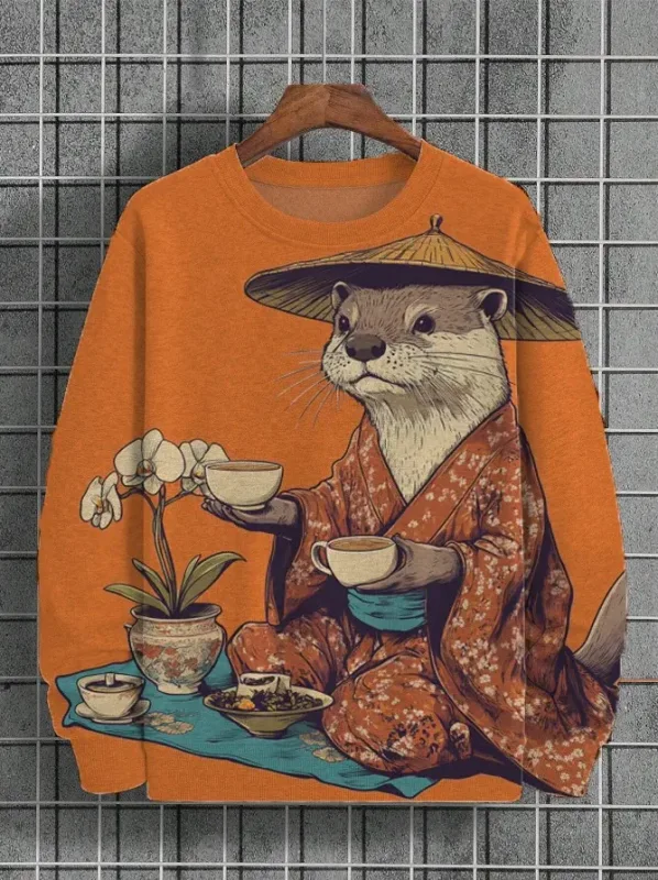 Mga Men's Animal Cat Sweatshirt Long Sleeved Sweatshirt O-Neck Fashion Cool Daily 3D Printed Japanese Art Prints Mga Casual Sweatshirt — image 10