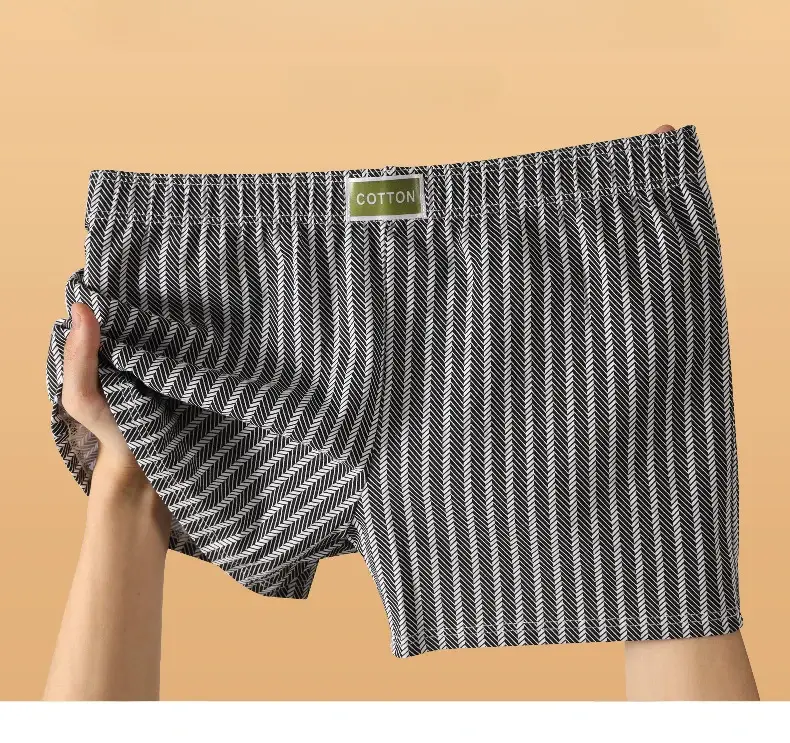 Herrtrosor Randiga Lösa Andas Hemma Boxerskalsonger Plus Size Mjuk och bekväm bomull Boxers Sport Short Section — image 1