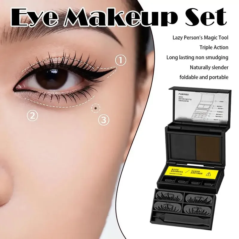 Σετ στυλό 3 σε 1 μακιγιάζ ματιών Stamp eyeliner και κάτω βλεφαρίδων, αδιάβροχη μουτζούρα Καλλυντικά μακιγιάζ ματιών με φυσική εμφάνιση — image 2