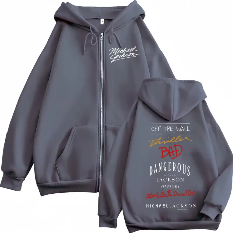 Sudadera con capucha con estampado del álbum de Michael Jackson del cantante de Rock de los 90, jerséis con cremallera de alta calidad a la moda para hombres y mujeres, sudaderas de gran tamaño — image 4