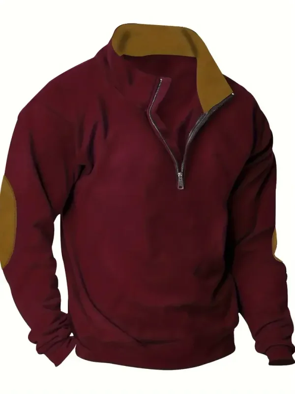 Fashion Vintage Men's Clothes Casual Half Zip Long Sleeve Sweatshirts Street Trend Stand Collar Top Autumn Oversized Hoodies Tee — image 14