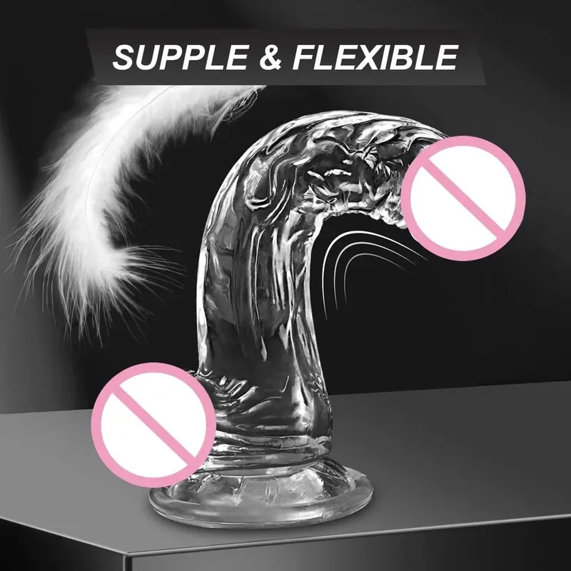 Jelly Dildo 4 Sizes Transparent Soft Realistic Penis Fake Dick Butt Plug for Woman Men Gay Sex Toys Female Vagina Anal Sex Toys — image 2